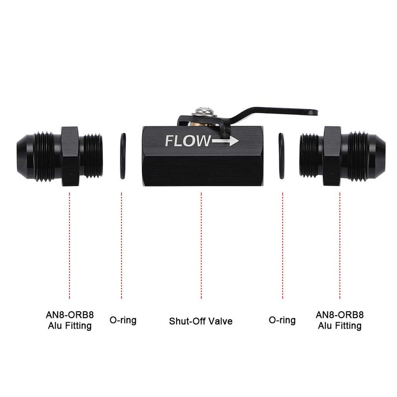 PQY AN6 Shut Off Valve Fitting 6AN-6AN Male Shut Off Valve Fuel Fitting (AN6, black) - Image 2